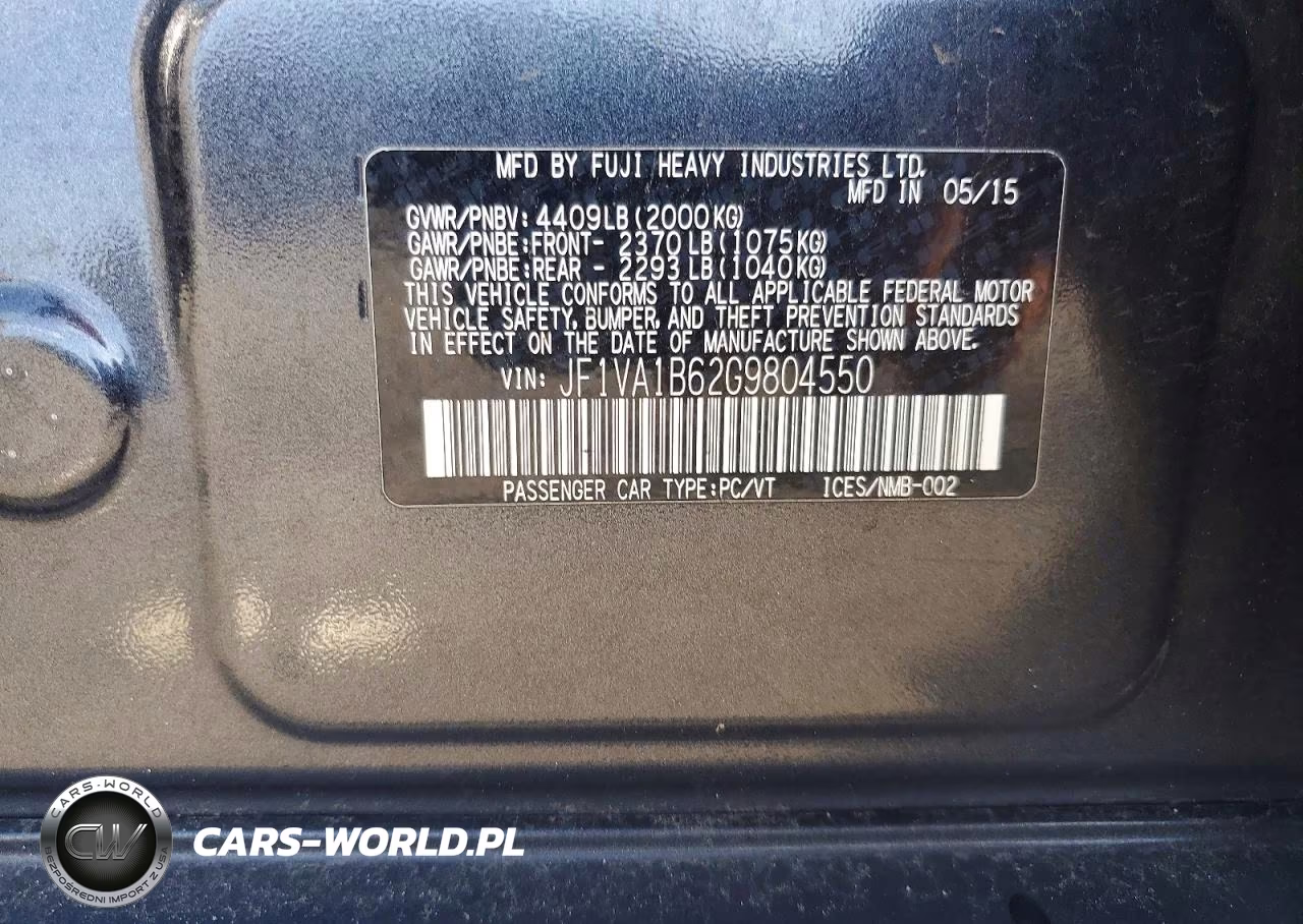 2016 Subaru Wrx VIN:JF1VA1B62G9804550 - 12