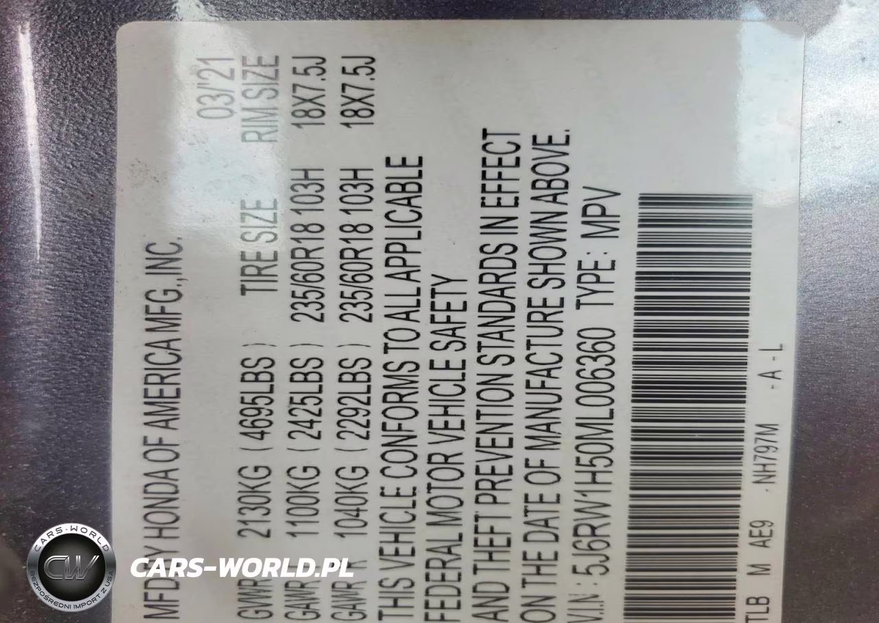 2021 Honda Cr-V Ex VIN:5J6RW1H50ML006360 - 13