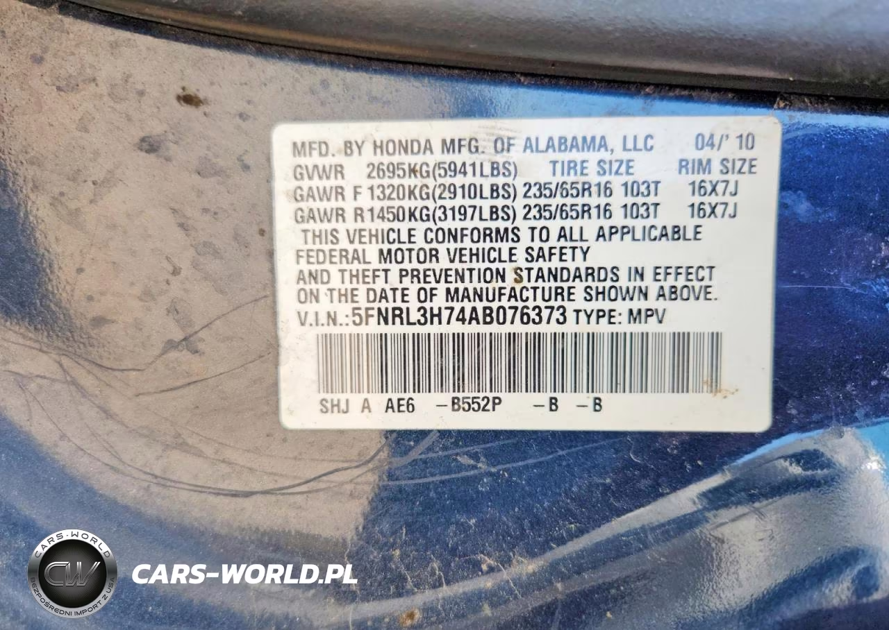2010 Honda Odyssey Exl VIN:5FNRL3H74AB076373 - 13