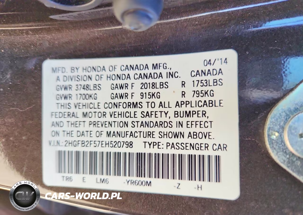 2014 Honda Civic Lx VIN:2HGFB2F57EH520798 - 13