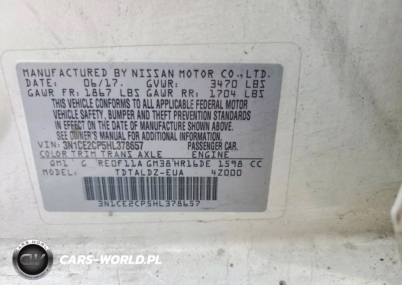 2017 Nissan Versa Note Sv VIN:3N1CE2CP5HL378657 - 12