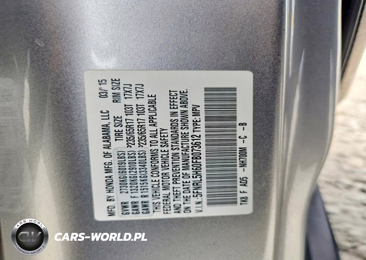 2015 Honda Odyssey Exl VIN:5FNRL5H60FB073612 - 13