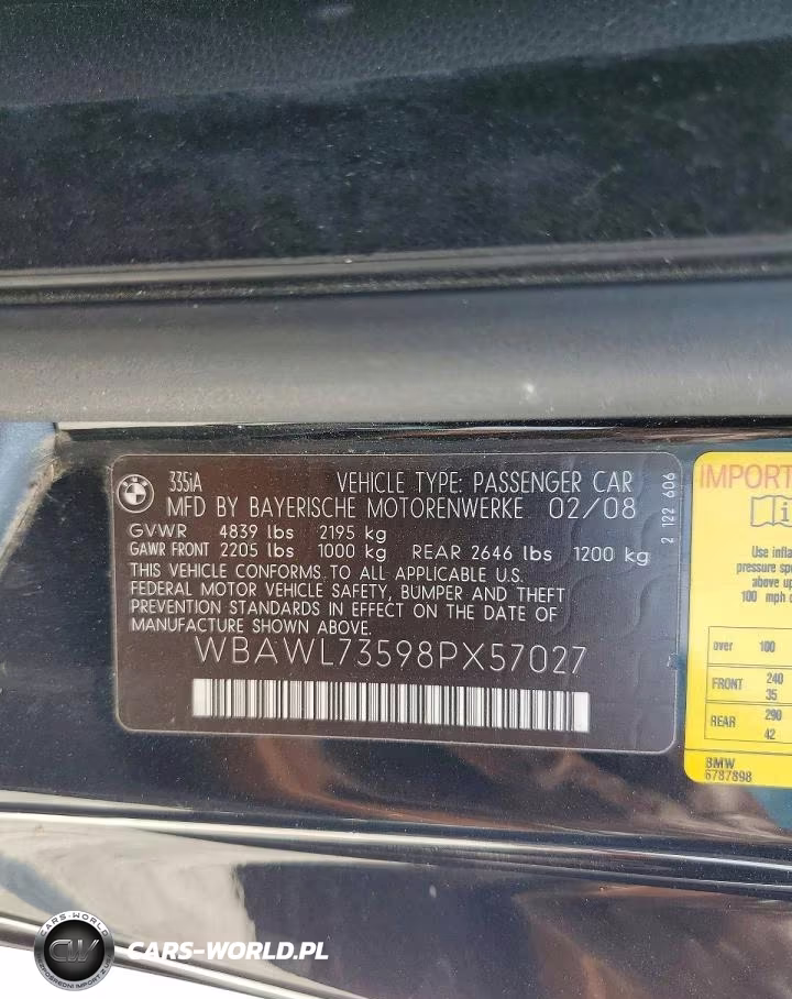 2008 BMW 335 I VIN:WBAWL73598PX57027 - 12