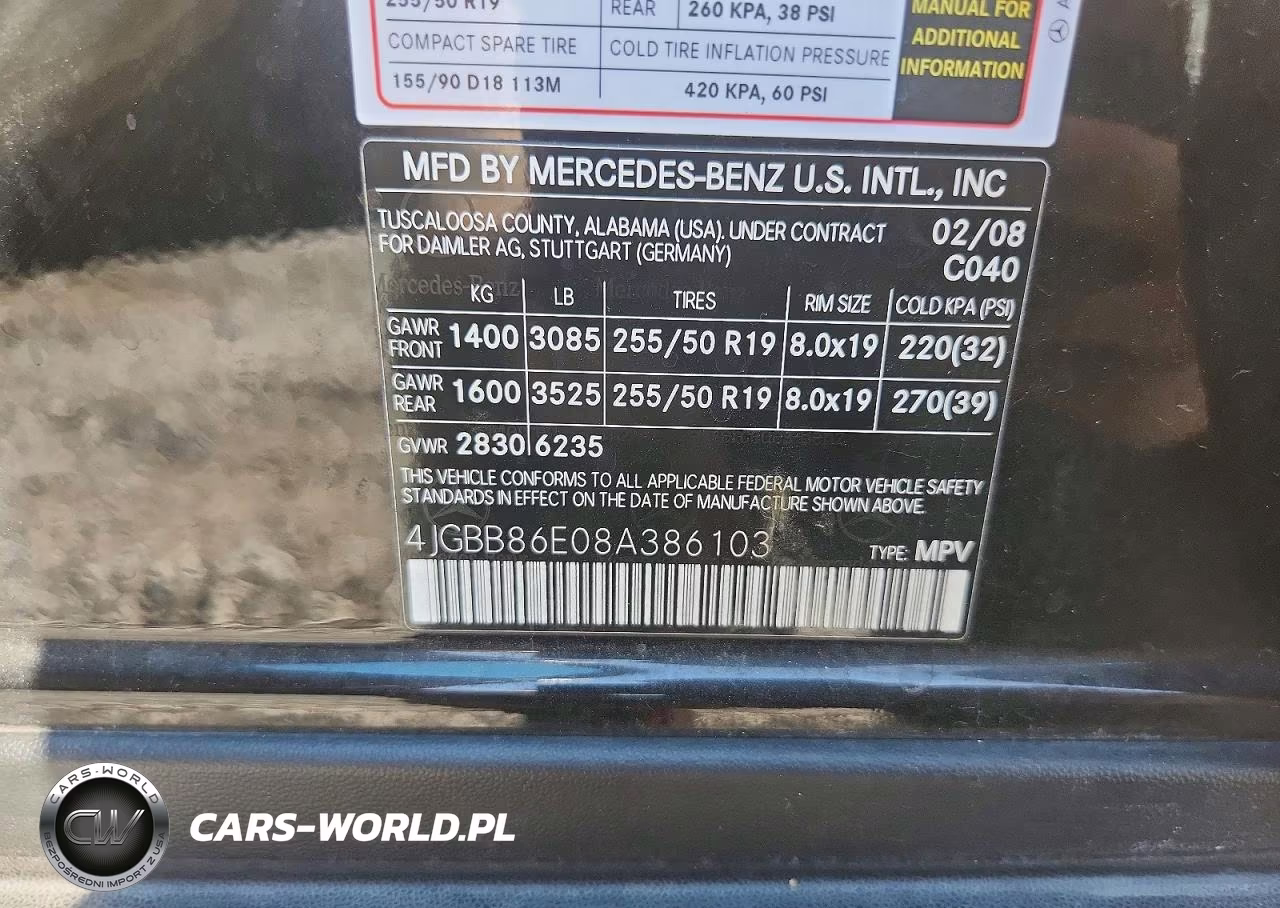 2008 Mercedes-Benz Ml 350 VIN:4JGBB86E08A386103 - 13