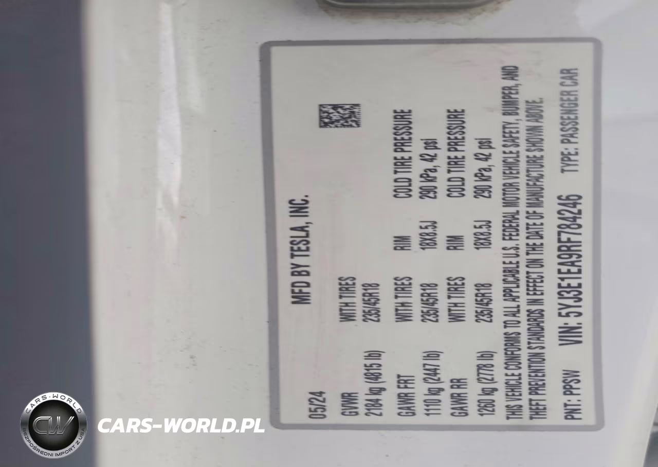 2024 Tesla Model 3 VIN:5YJ3E1EA9RF784246 - 13