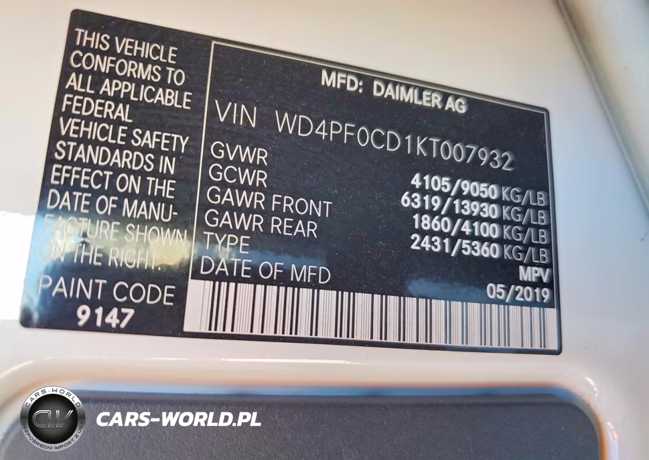 2019 Mercedes-Benz Sprinter 2500-3500 VIN:WD4PF0CD1KT007932 - 13
