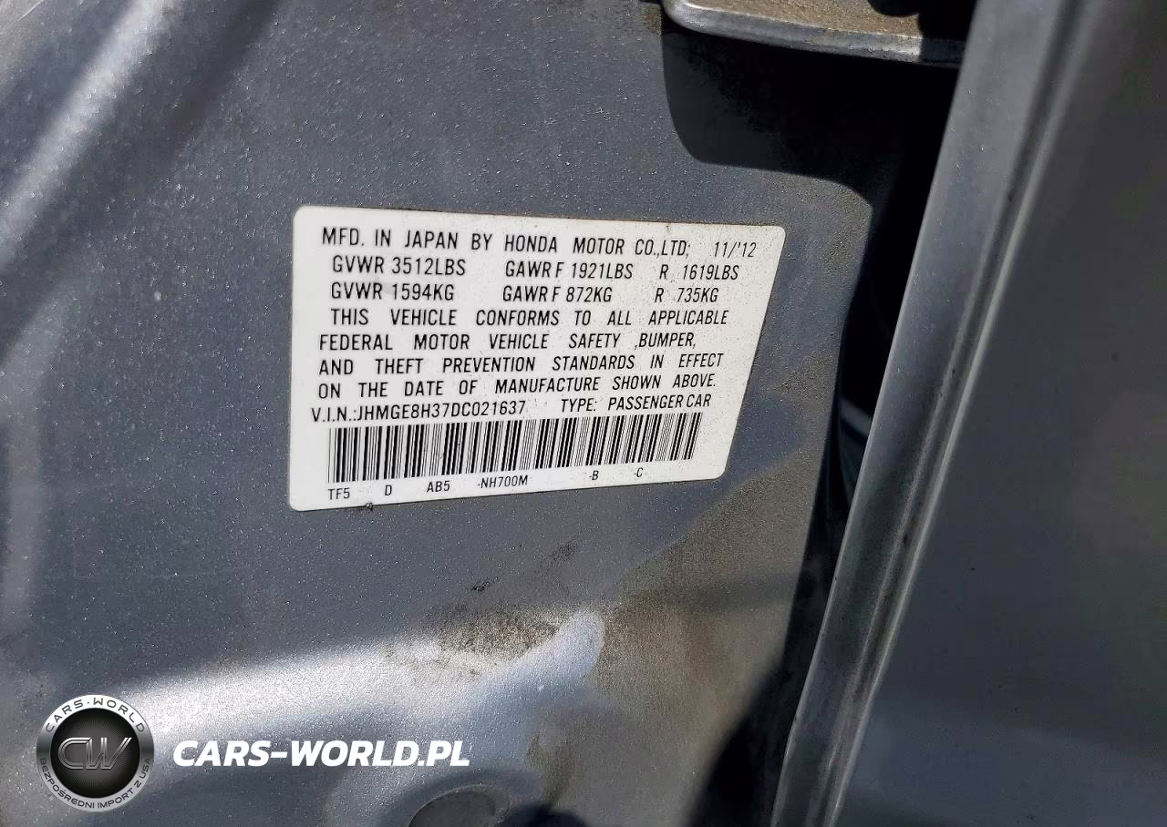2013 Honda Fit VIN:JHMGE8H37DC021637 - 12
