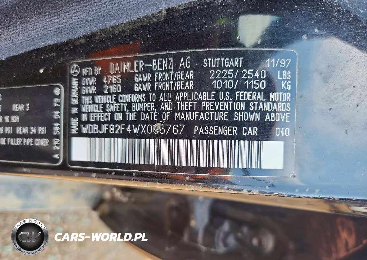 1998 Mercedes-Benz E 320 4Matic VIN:WDBJF82F4WX005767 - 12