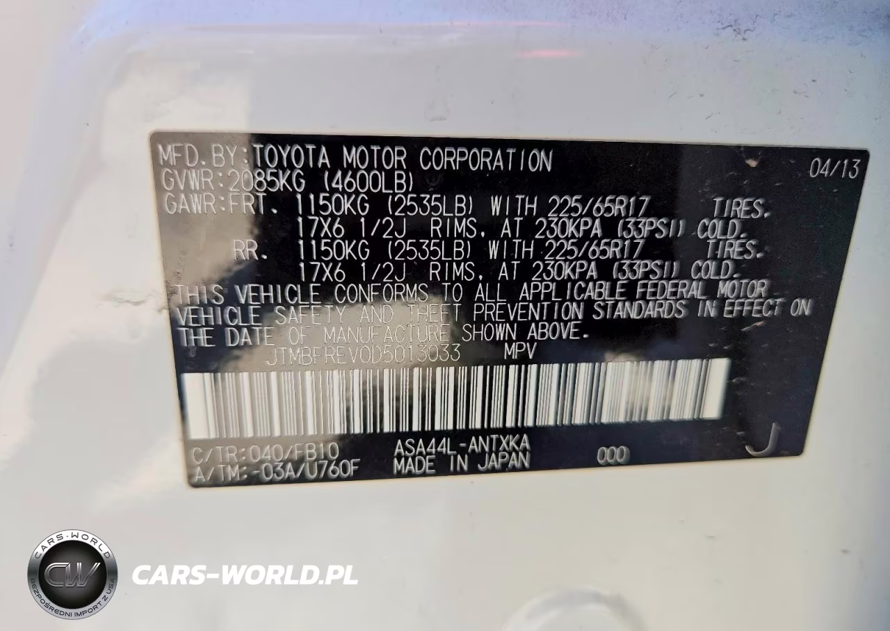 2013 Toyota Rav4 Le VIN:JTMBFREV0D5013033 - 12