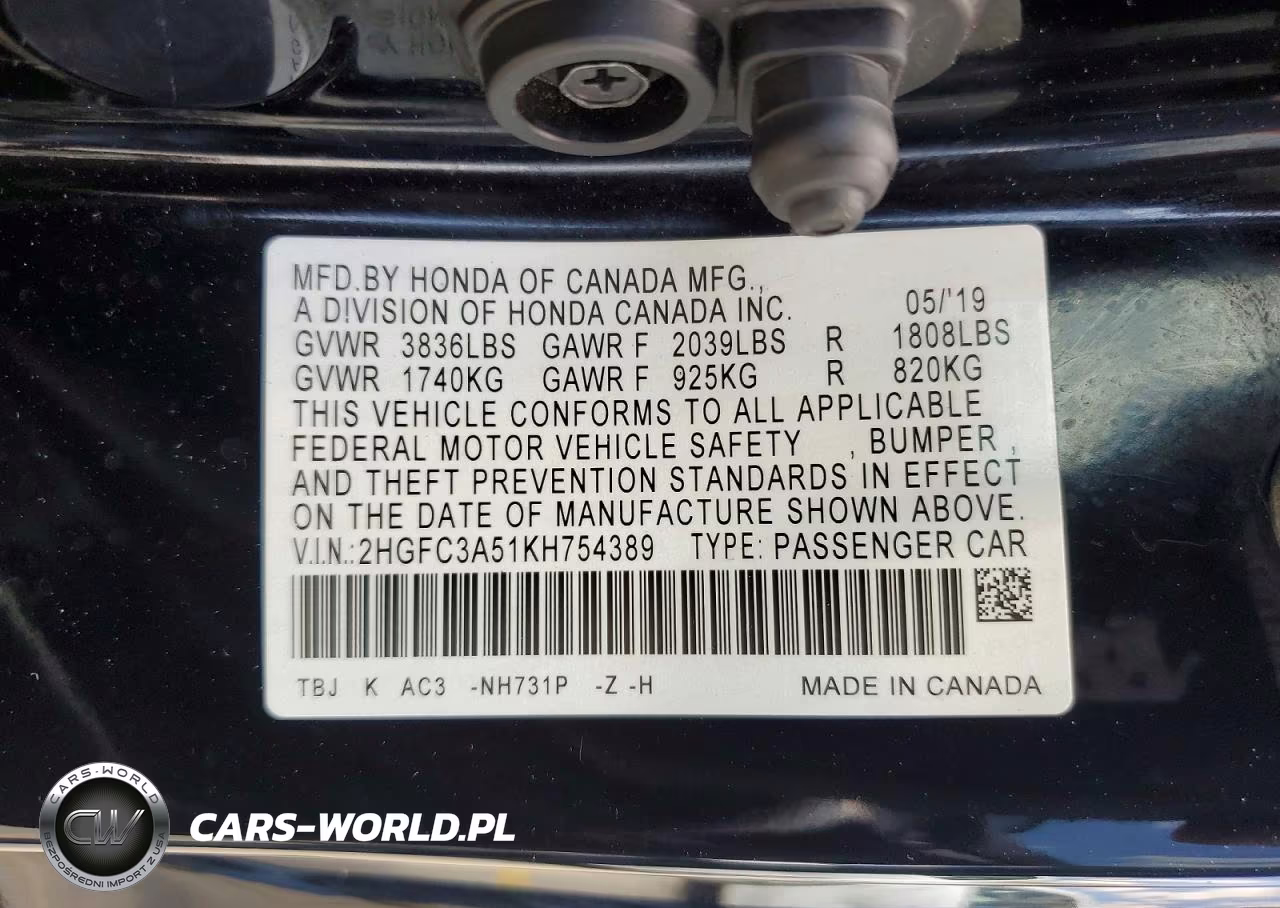 2019 Honda Civic Si VIN:2HGFC3A51KH754389 - 12