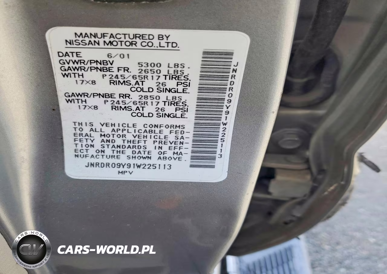 2001 Infiniti Qx4 Base VIN:JNRDR09Y91W225113 - 14