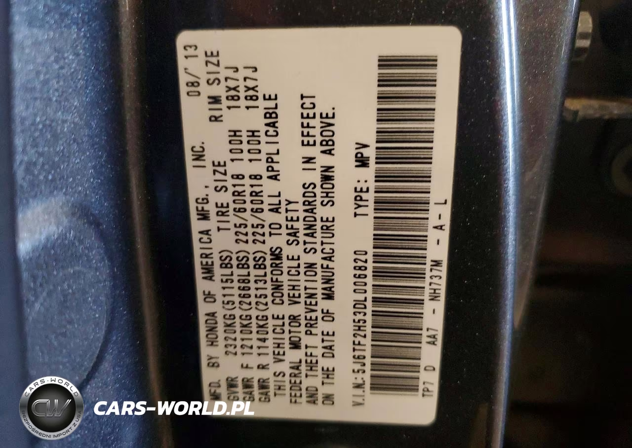 2013 Honda Crosstour Exl VIN:5J6TF2H53DL006820 - 13