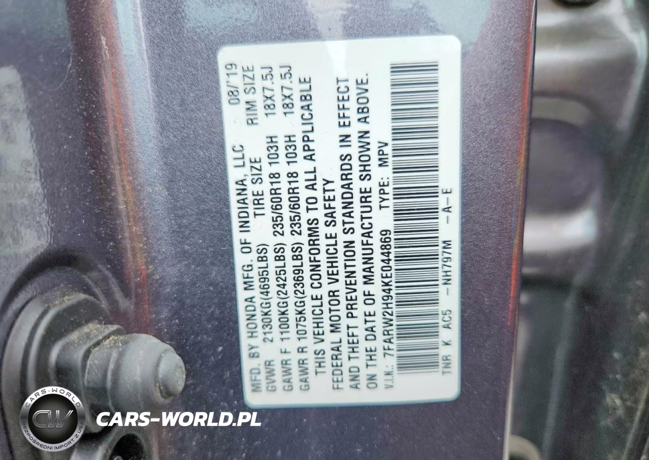 2019 Honda Cr-V Touring VIN:7FARW2H94KE044869 - 13