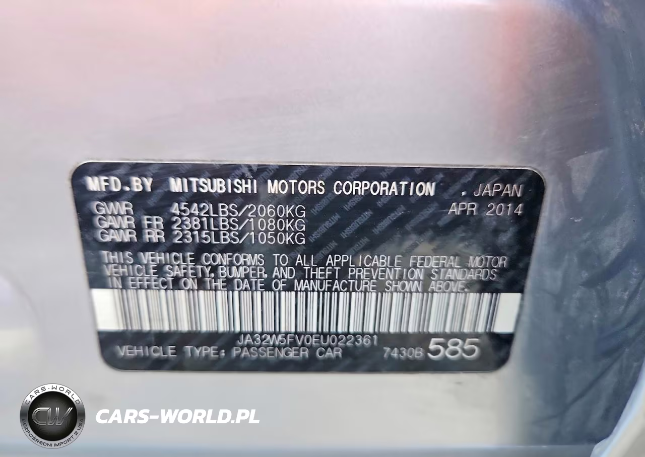 2014 Mitsubishi Lancer Evolution Mr VIN:JA32W5FV0EU022361 - 12