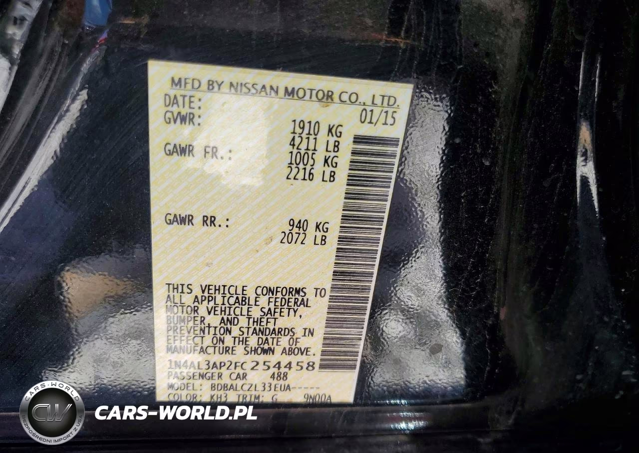 2015 Nissan Altima 2.5 S VIN:1N4AL3AP2FC254458 - 12