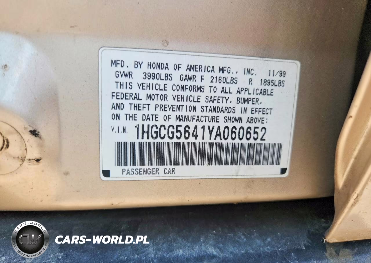 2000 Honda Accord Lx VIN:1HGCG5641YA060652 - 12