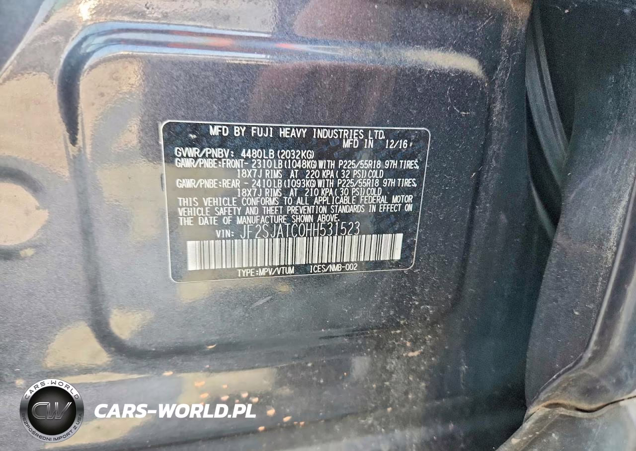 2017 Subaru Forester 2.5I Touring VIN:JF2SJATC0HH531523 - 13