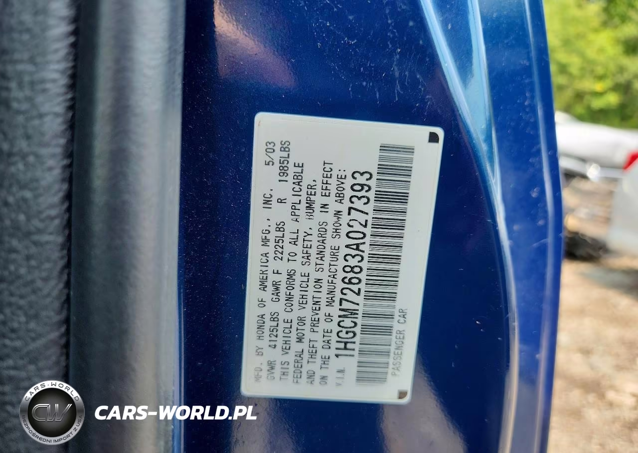 2003 Honda Accord Ex VIN:1HGCM72683A027393 - 12