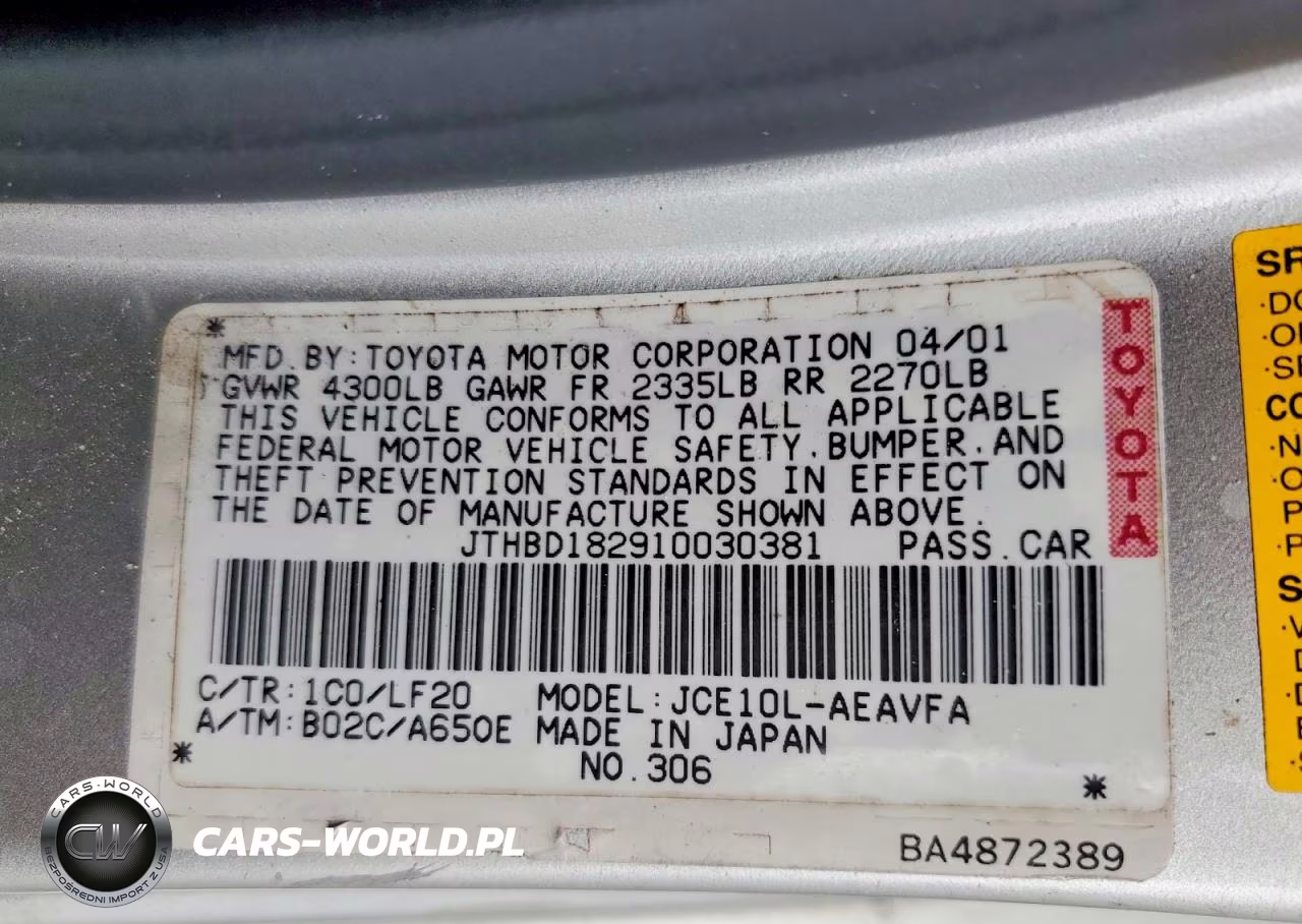 2001 Lexus Is 300 VIN:JTHBD182910030381 - 13
