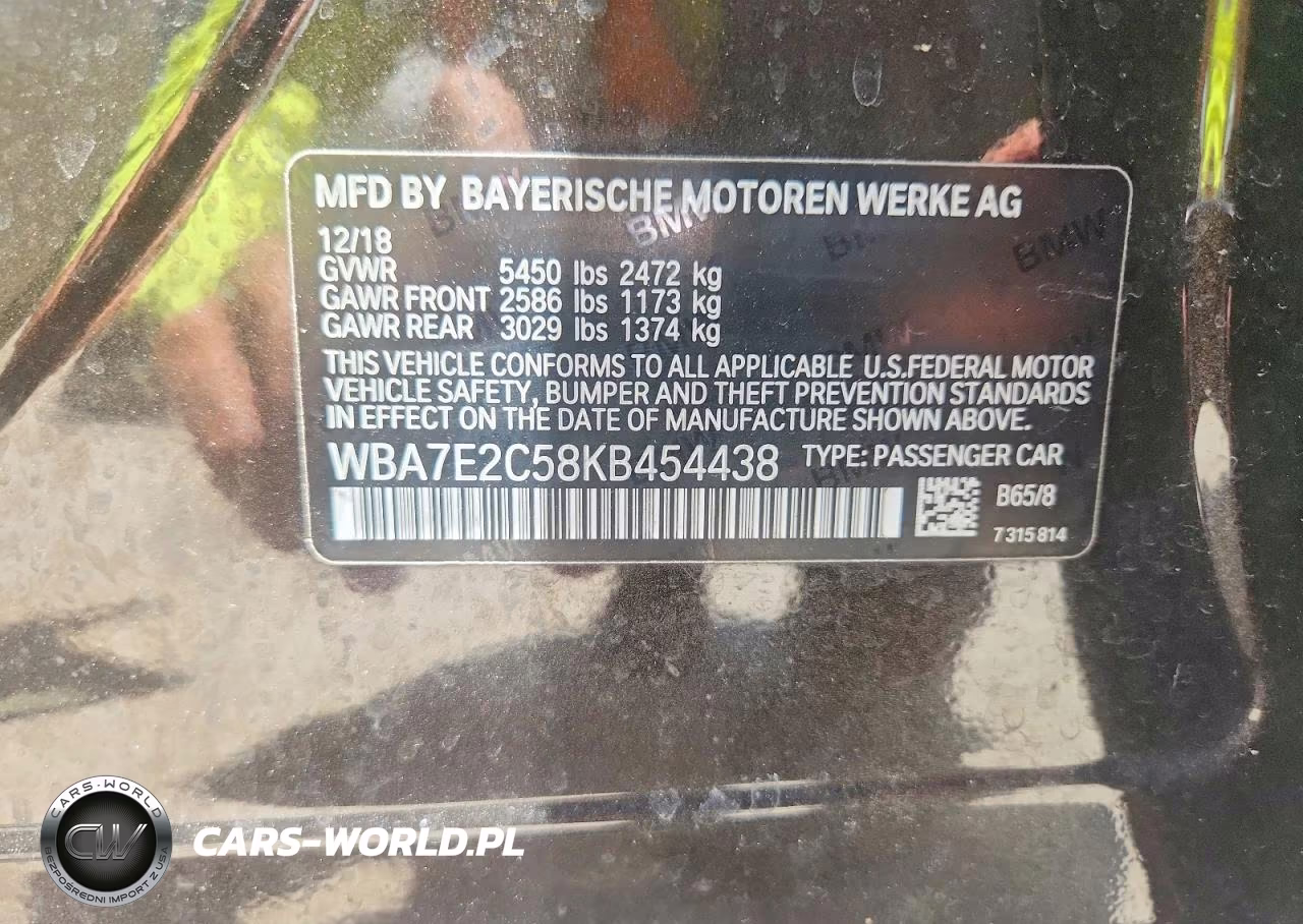 2019 BMW 740 I VIN:WBA7E2C58KB454438 - 12