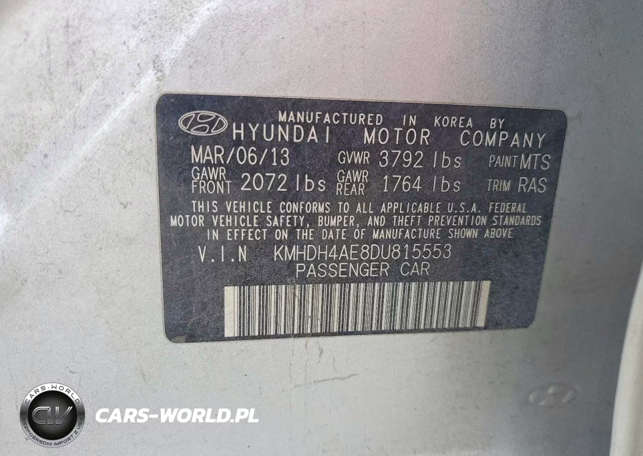 2013 Hyundai Elantra Gls VIN:KMHDH4AE8DU815553 - 12