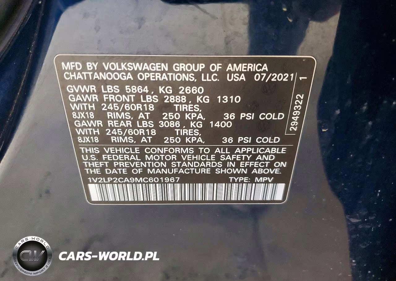 2021 Volkswagen Atlas Se VIN:1V2LP2CA9MC601967 - 13