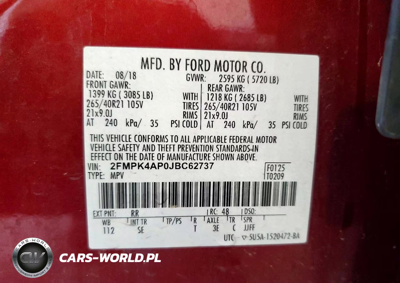 2018 Ford Edge Sport VIN:2FMPK4AP0JBC62737 - 14