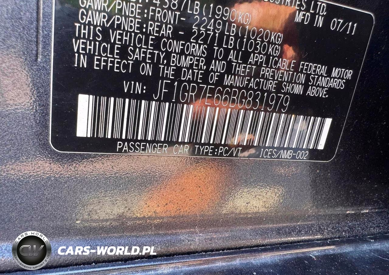 2011 Subaru Impreza Wrx VIN:JF1GR7E66BG831979 - 10