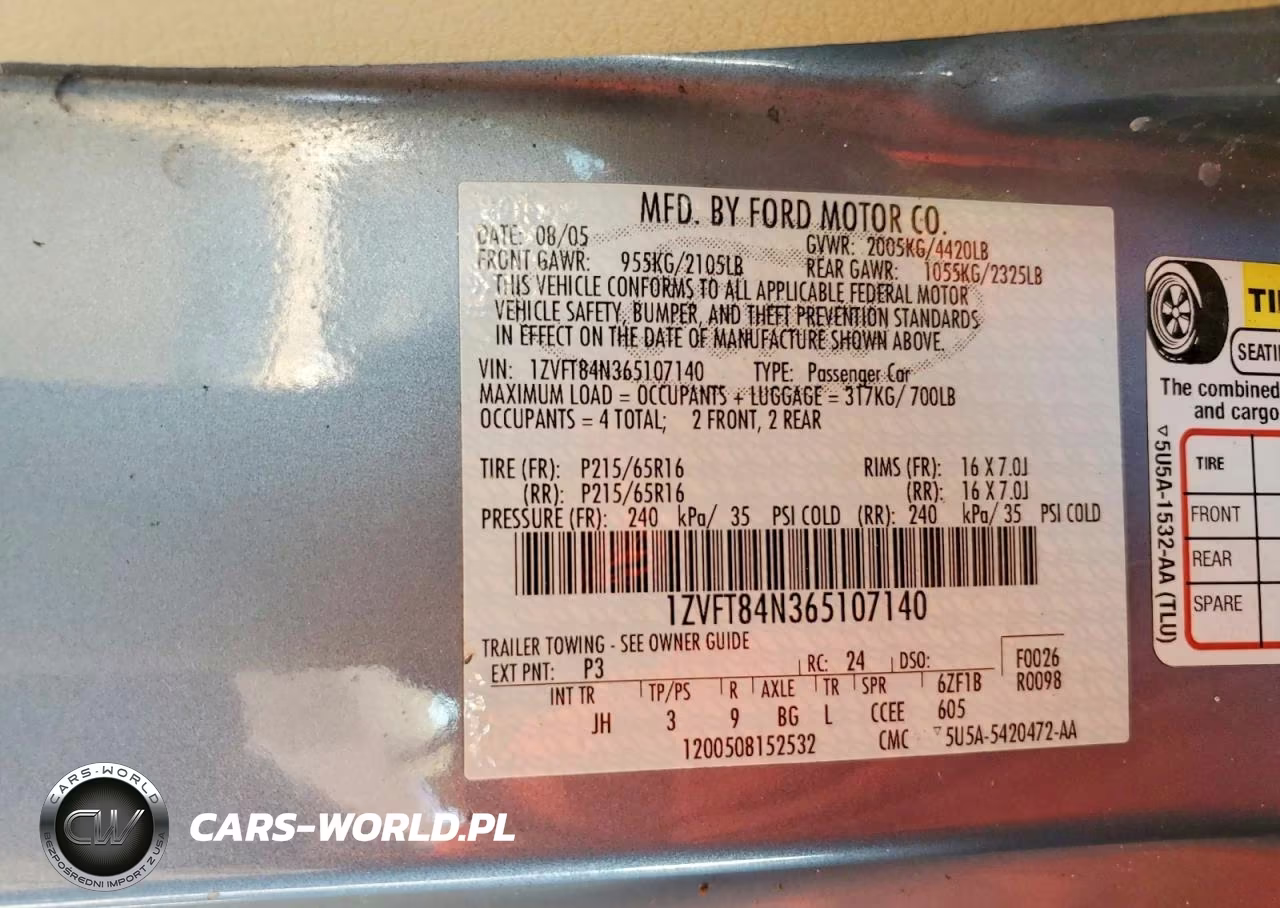 2006 Ford Mustang VIN:1ZVFT84N365107140 - 12
