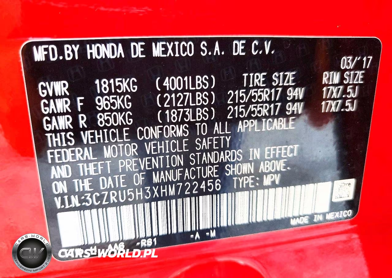 2017 Honda Hr-V Lx VIN:3CZRU5H3XHM722456 - 12