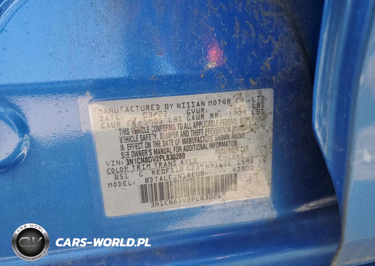 2023 Nissan Versa S VIN:3N1CN8DV2PL830269 - 12