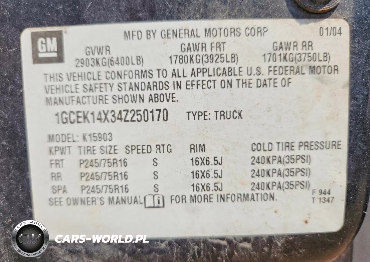 2004 Chevrolet Silverado K1500 VIN:1GCEK14X34Z250170 - 12