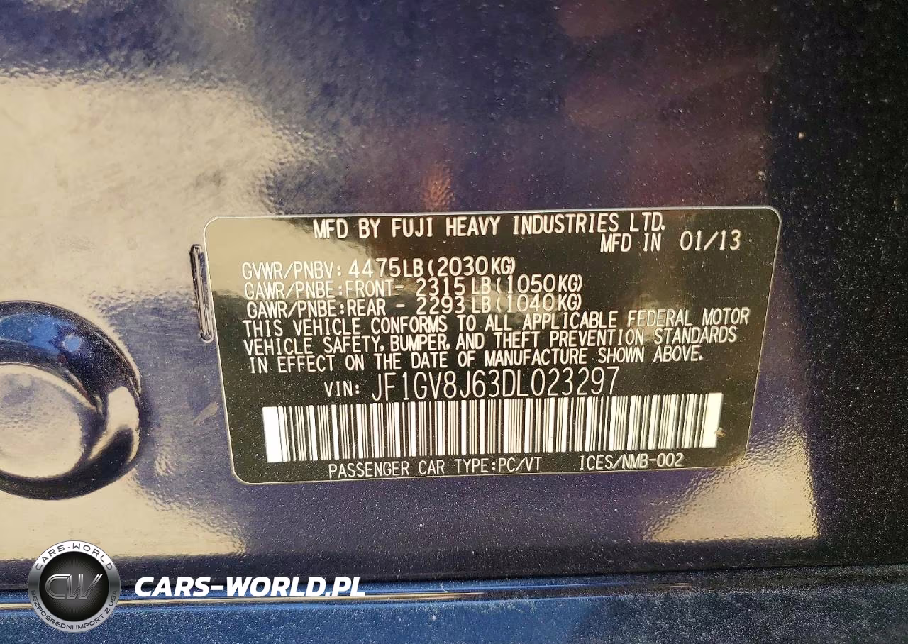 2013 Subaru Impreza Wrx Sti VIN:JF1GV8J63DL023297 - 12