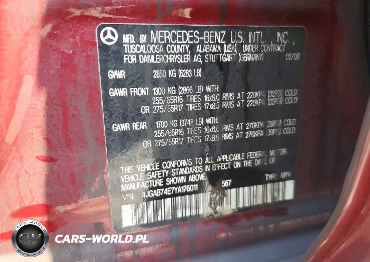 2000 Mercedes-Benz Ml 55 VIN:4JGAB74E7YA176011 - 13