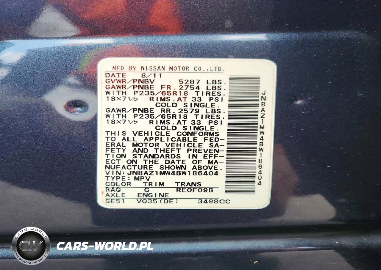 2011 Nissan Murano S VIN:JN8AZ1MW4BW186404 - 12