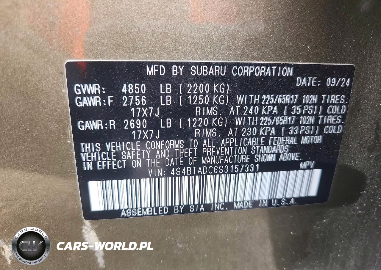 2025 Subaru Outback Premium VIN:4S4BTADC6S3157331 - 13