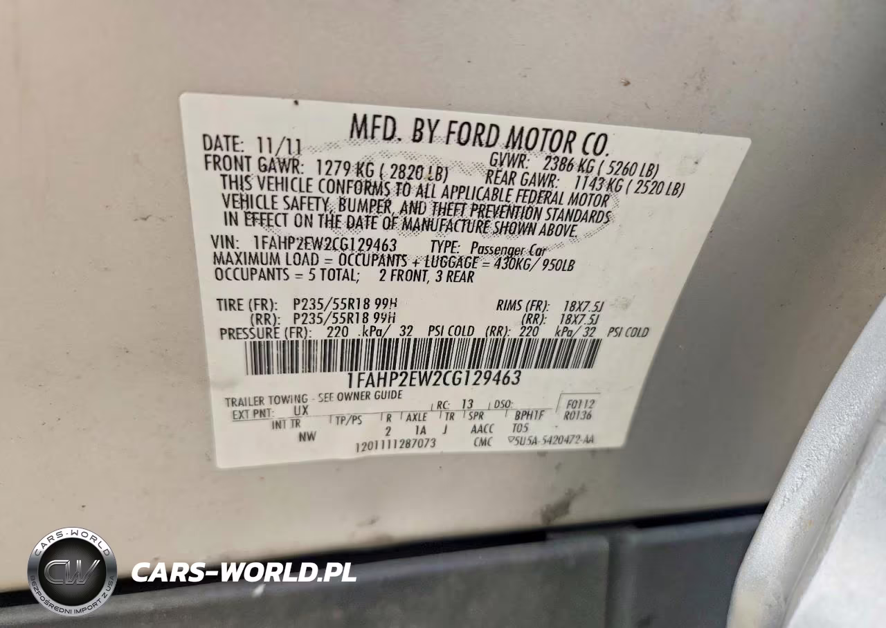 2012 Ford Taurus Sel VIN:1FAHP2EW2CG129463 - 12