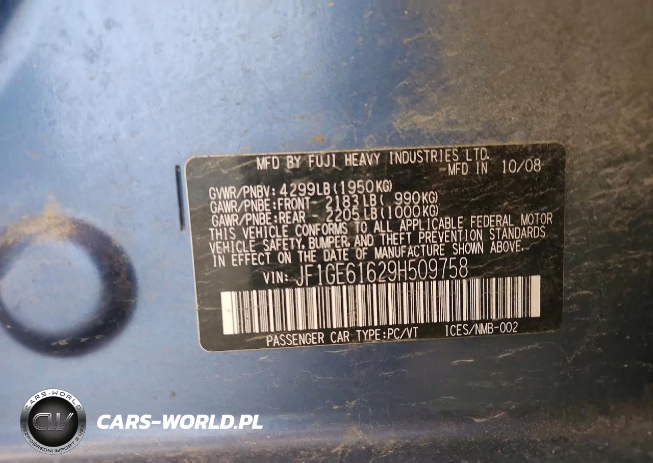 2009 Subaru Impreza 2.5I VIN:JF1GE61629H509758 - 12