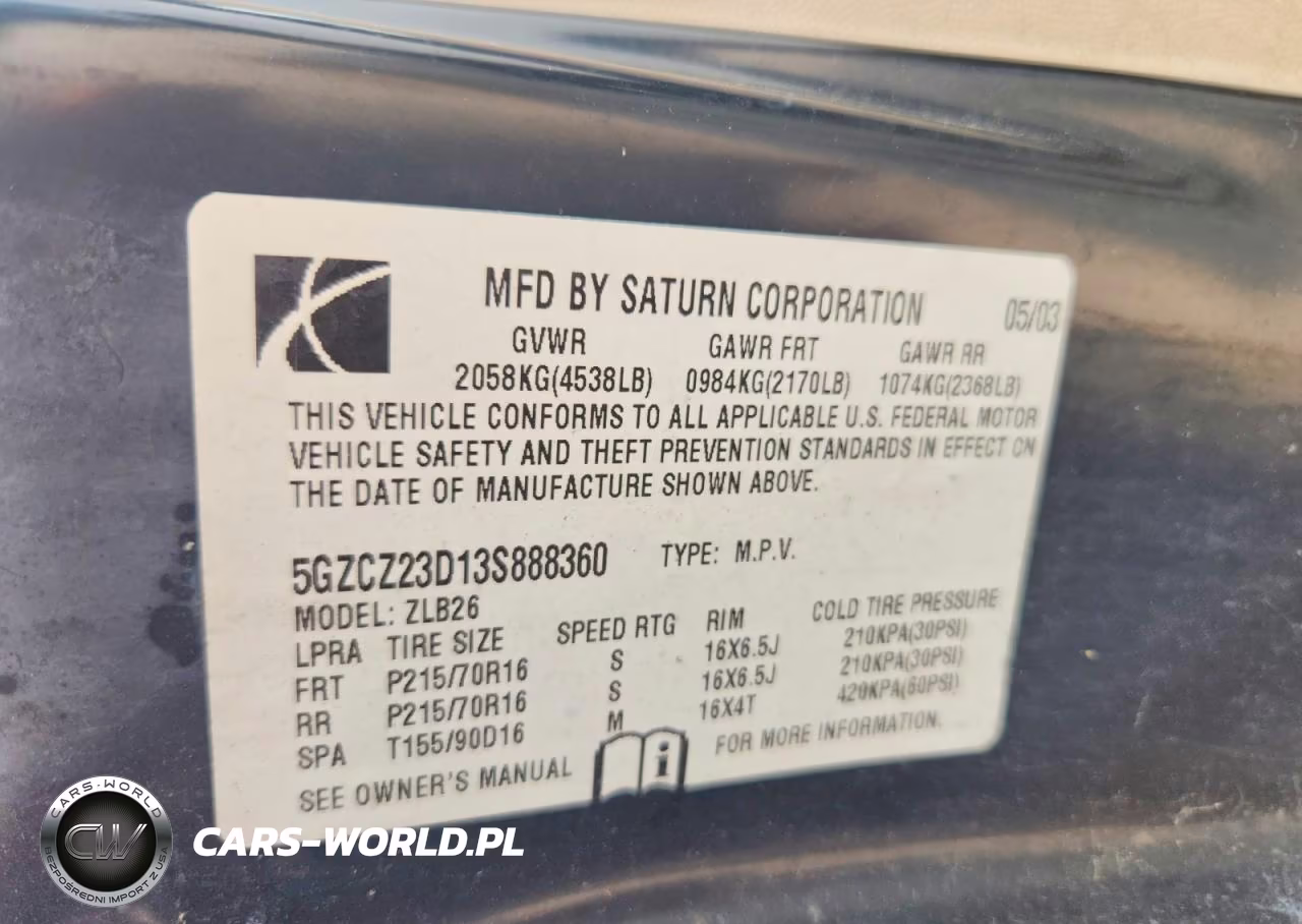 2003 Saturn Vue VIN:5GZCZ23D13S888360 - 13