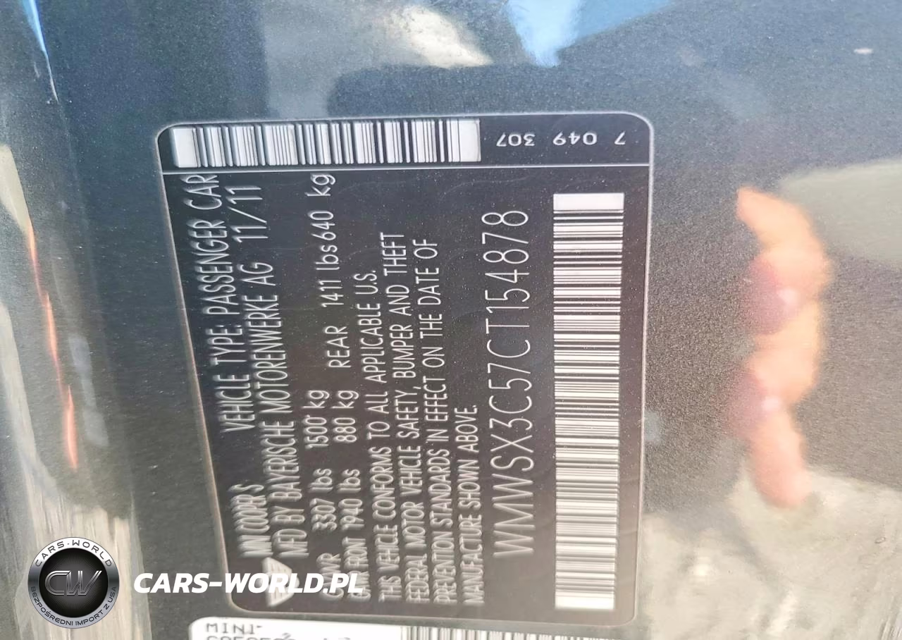 2012 Mini Cooper Coupe S VIN:WMWSX3C57CT154878 - 12