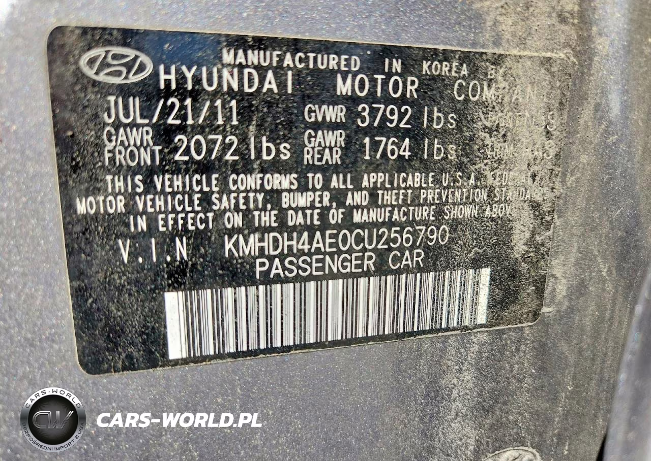 2012 Hyundai Elantra Gls VIN:KMHDH4AE0CU256790 - 12