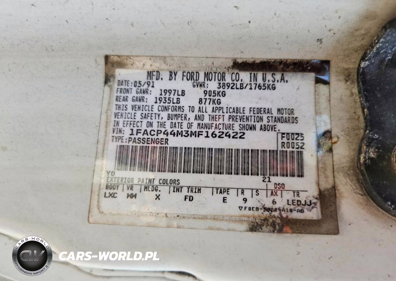 1991 Ford Mustang Lx VIN:1FACP44M3MF162422 - 12