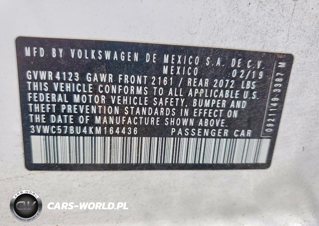 2019 Volkswagen Jetta S VIN:3VWC57BU4KM164436 - 12