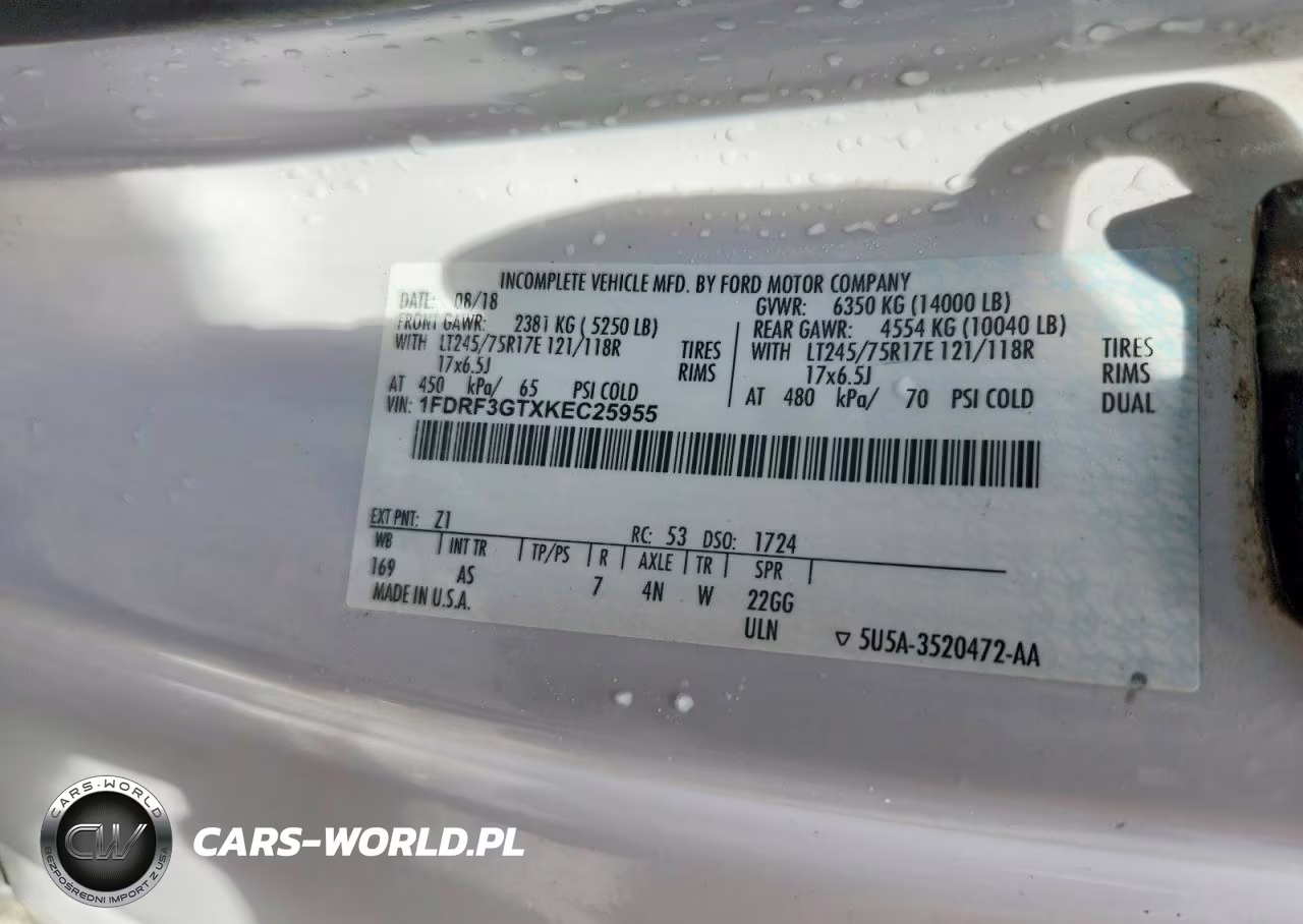 2019 Ford F350 Super Duty VIN:1FDRF3GTXKEC25955 - 12
