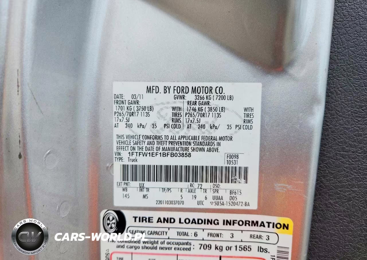 2011 Ford F150 Supercrew VIN:1FTFW1EF1BFB03858 - 12