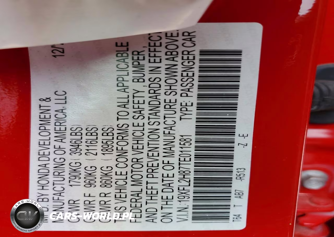 2026 Honda Civic Sport VIN:19XFL2H87TE011581 - 12