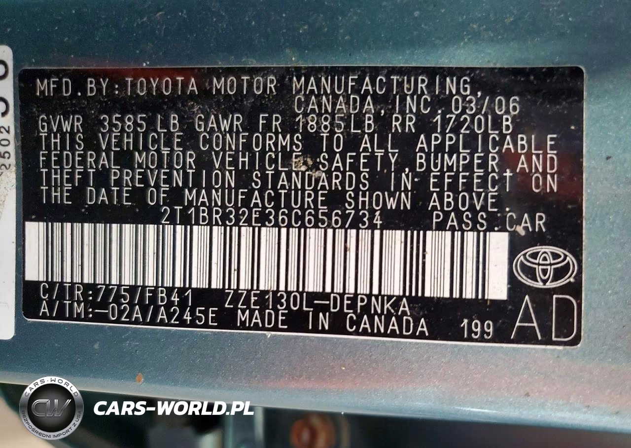 2006 Toyota Corolla Le VIN:2T1BR32E36C656734 - 13