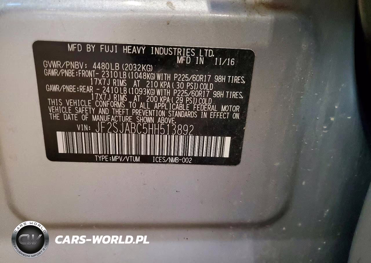2017 Subaru Forester 2.5I VIN:JF2SJABC5HH513892 - 13