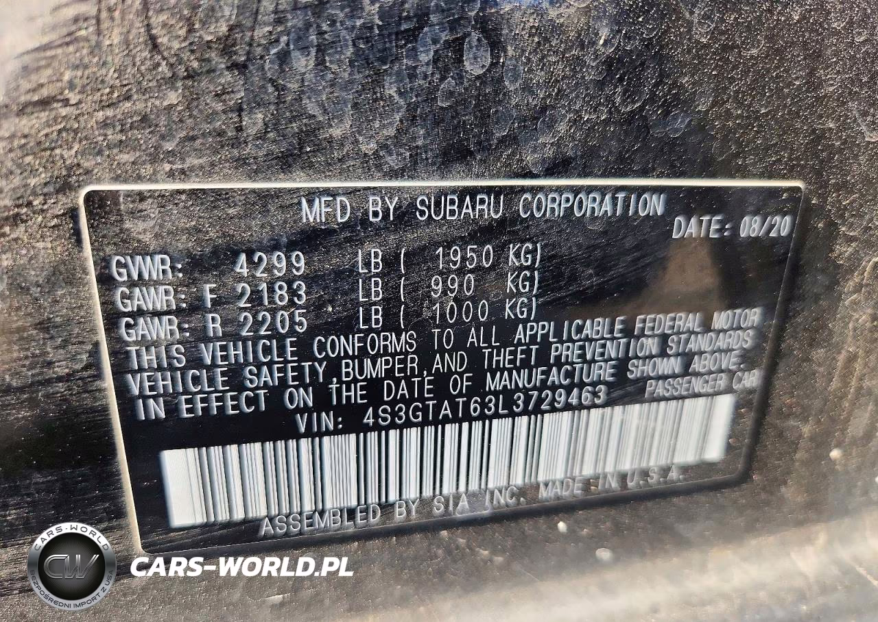 2020 Subaru Impreza Limited VIN:4S3GTAT63L3729463 - 12