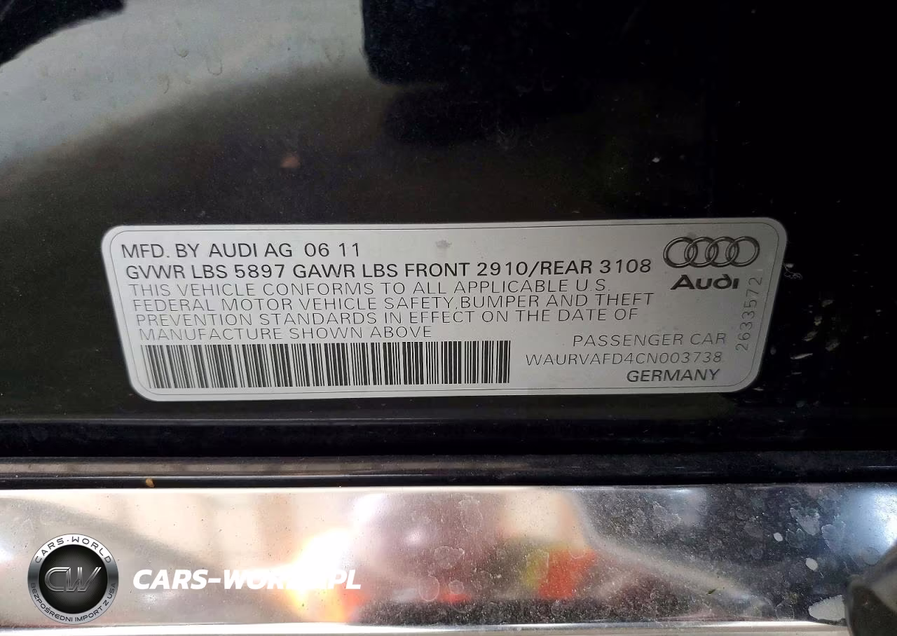 2012 Audi A8 L Quattro VIN:WAURVAFD4CN003738 - 12